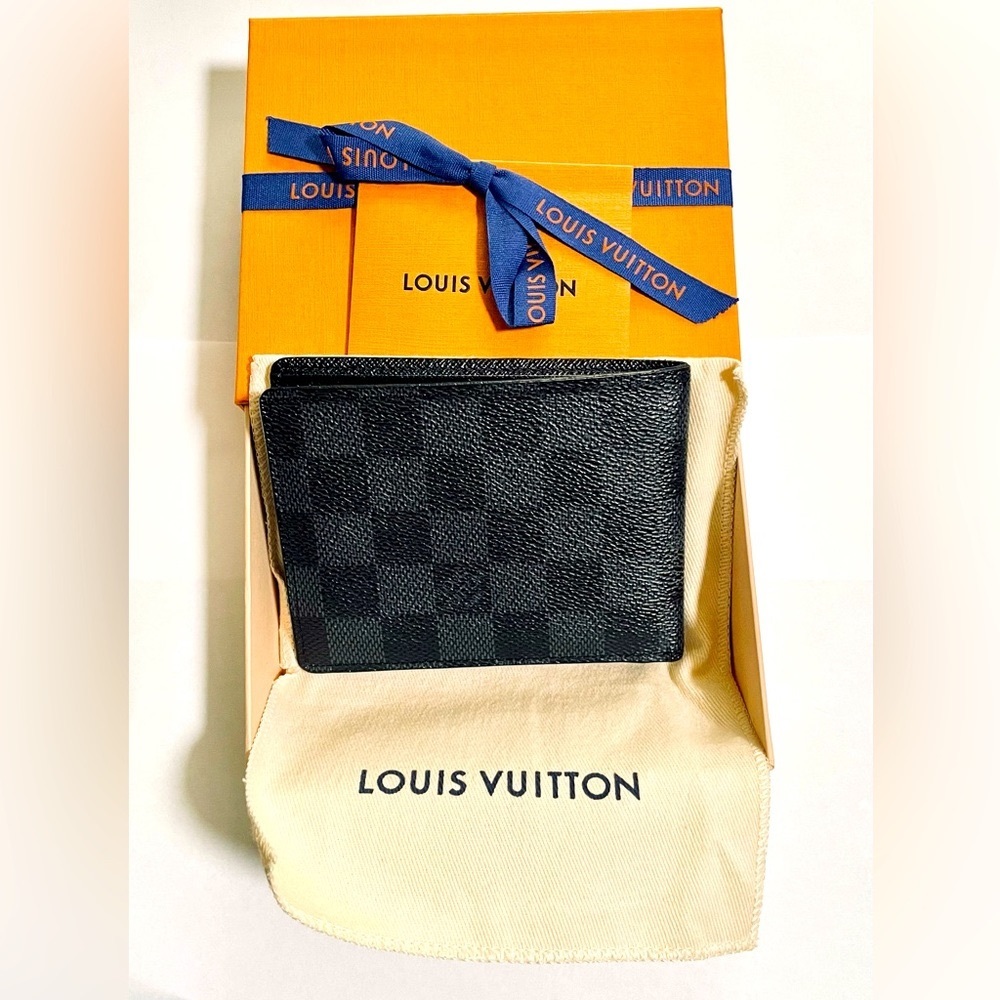 Mens Louis Vuitton Authentic Damier Ebene Multiple Bifold Wallet (Pre-owned)